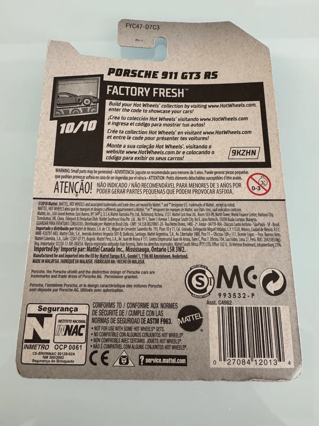 HOT WHEELS PORSCHE 911 GT3 RS 2018 DIECAST image indicator(3)