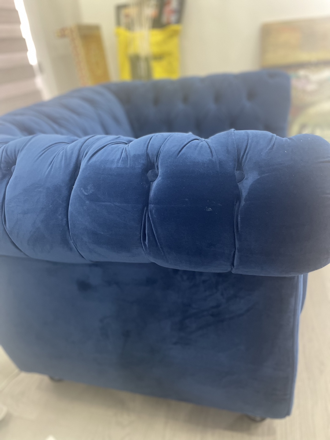 Navy Blue Velvet Chesterfield Armchair - photo 3
