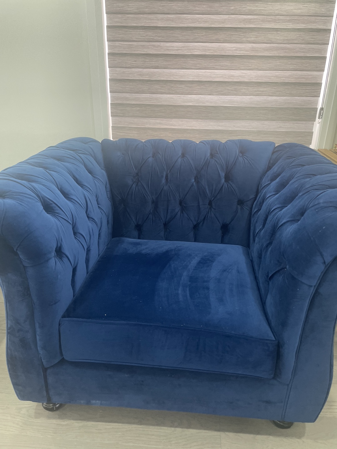 Navy Blue Velvet Chesterfield Armchair - photo 5