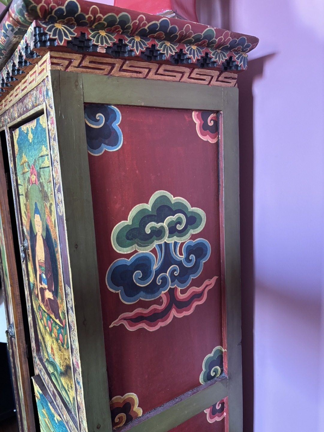 Hand-Painted Asian Armoire with Buddha Motifs - photo 2