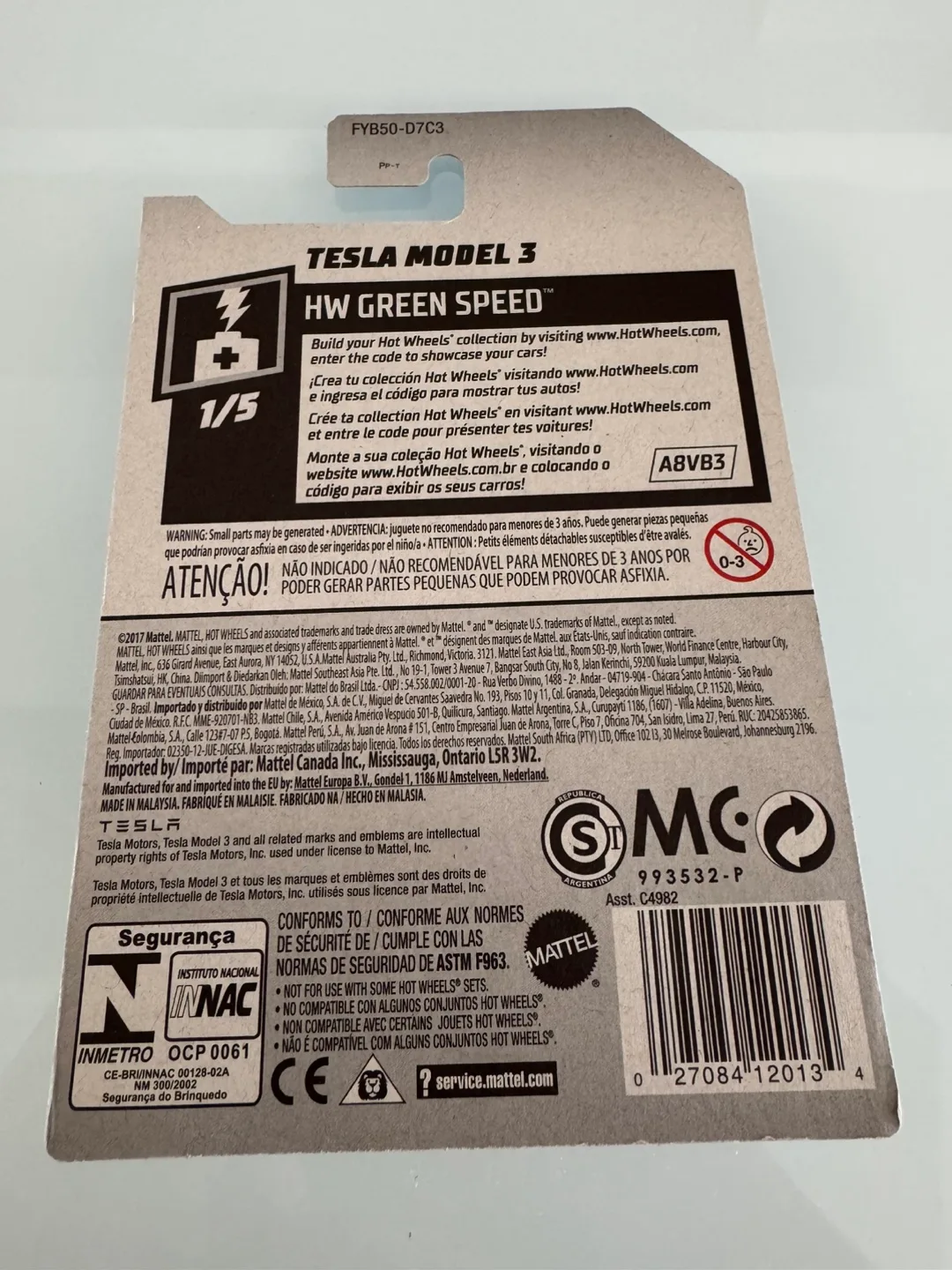 HOT WHEELS TESLA MODEL 3 WHITE DIECAST MINT image indicator(4)