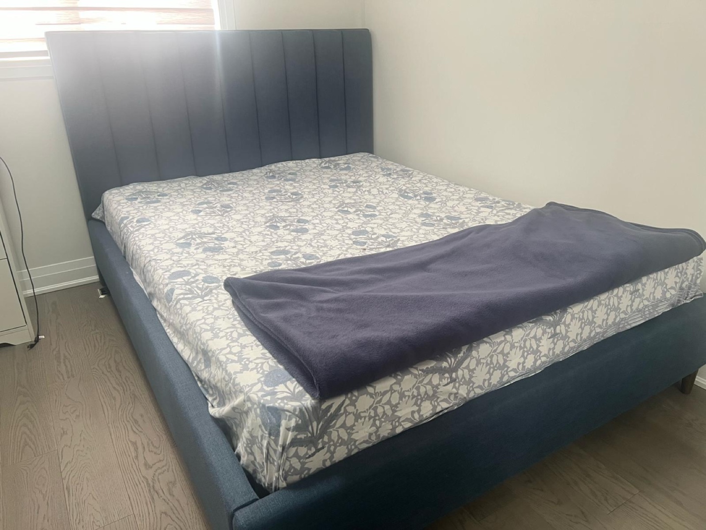 Queen-size upholstered bed frame