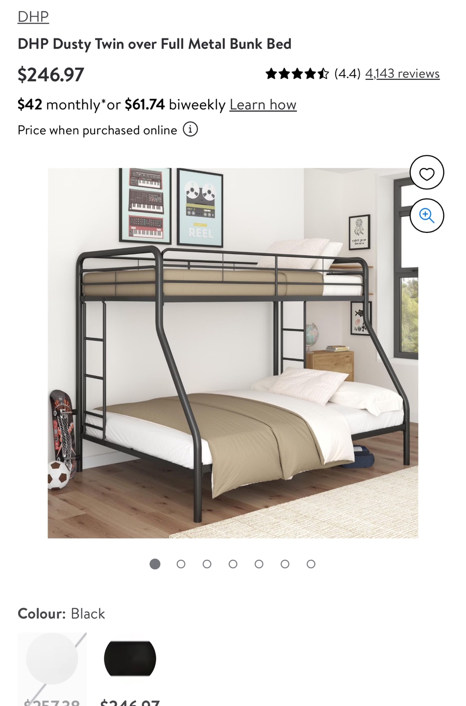 DHP Dusty Twin over Full Metal Bunk Bed - Black - photo 2