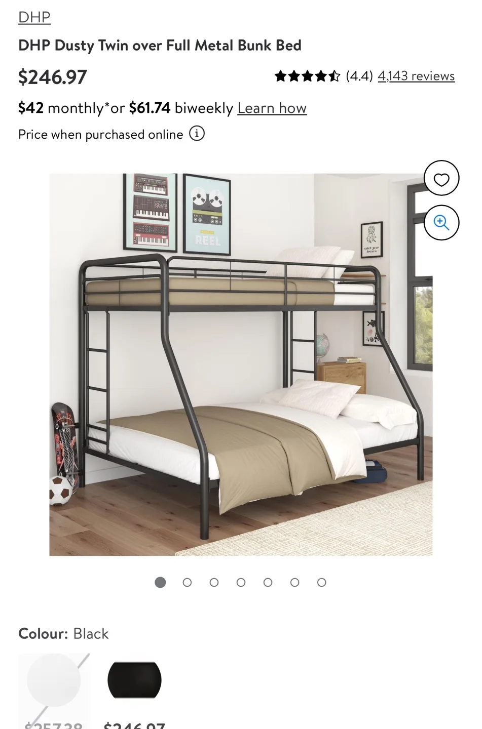 DHP Dusty Twin over Full Metal Bunk Bed - Black image indicator(2)