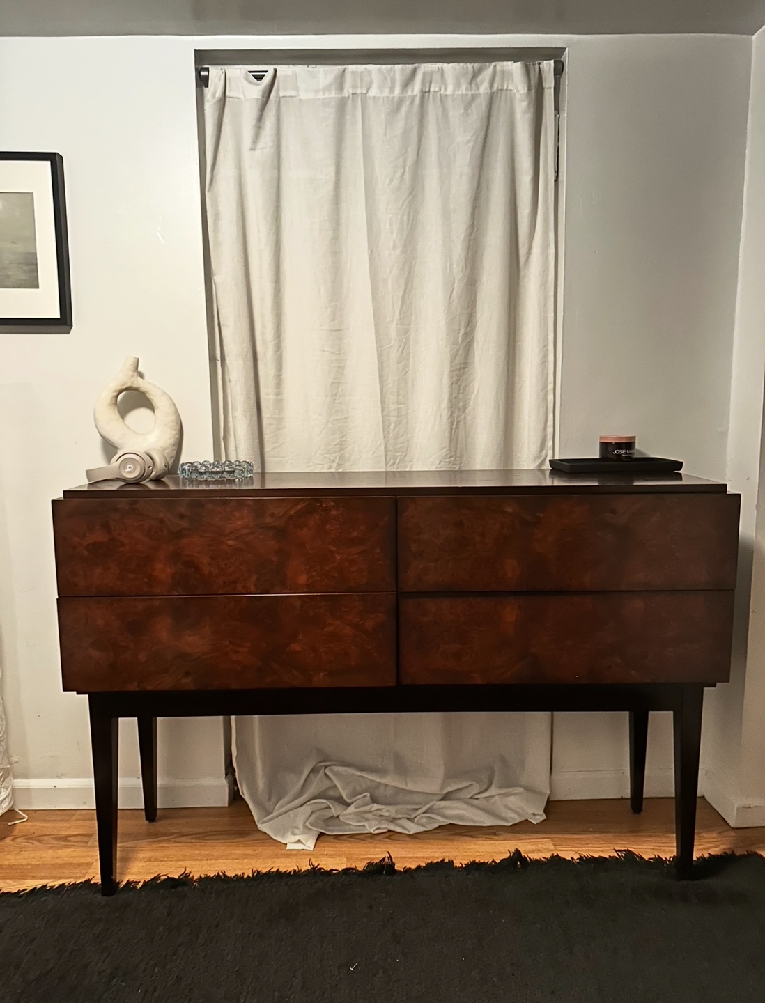 Mid-Century Modern Four Drawer Console Table (Retail $1500)