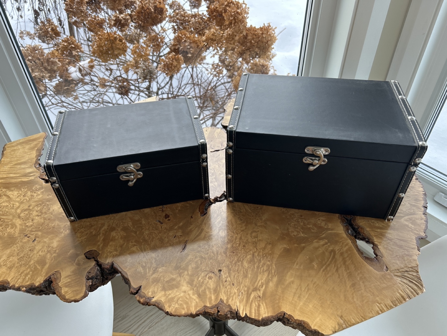 Set of Two Black Decorative Storage Boxes - photo 3