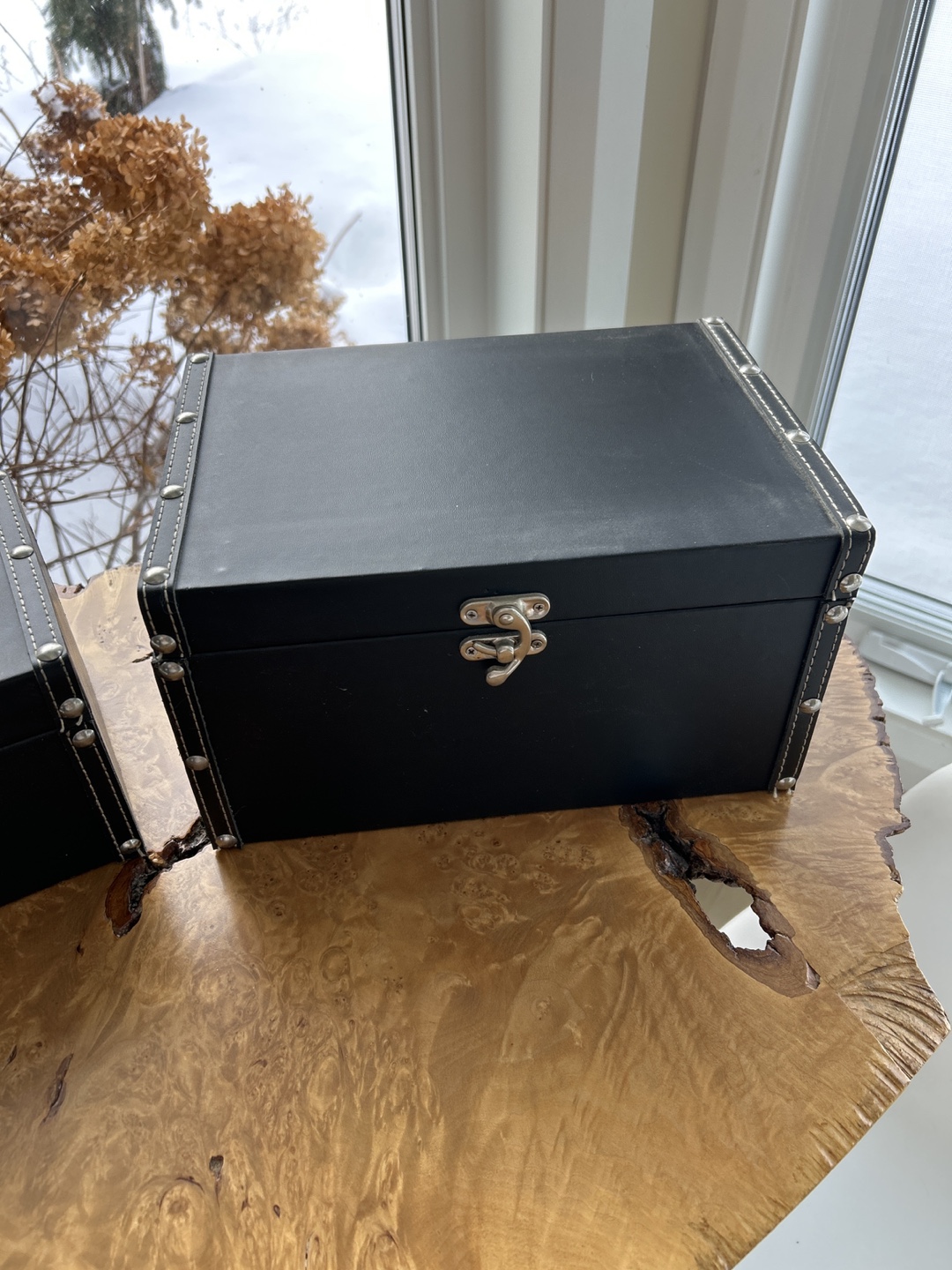 Set of Two Black Decorative Storage Boxes - photo 2