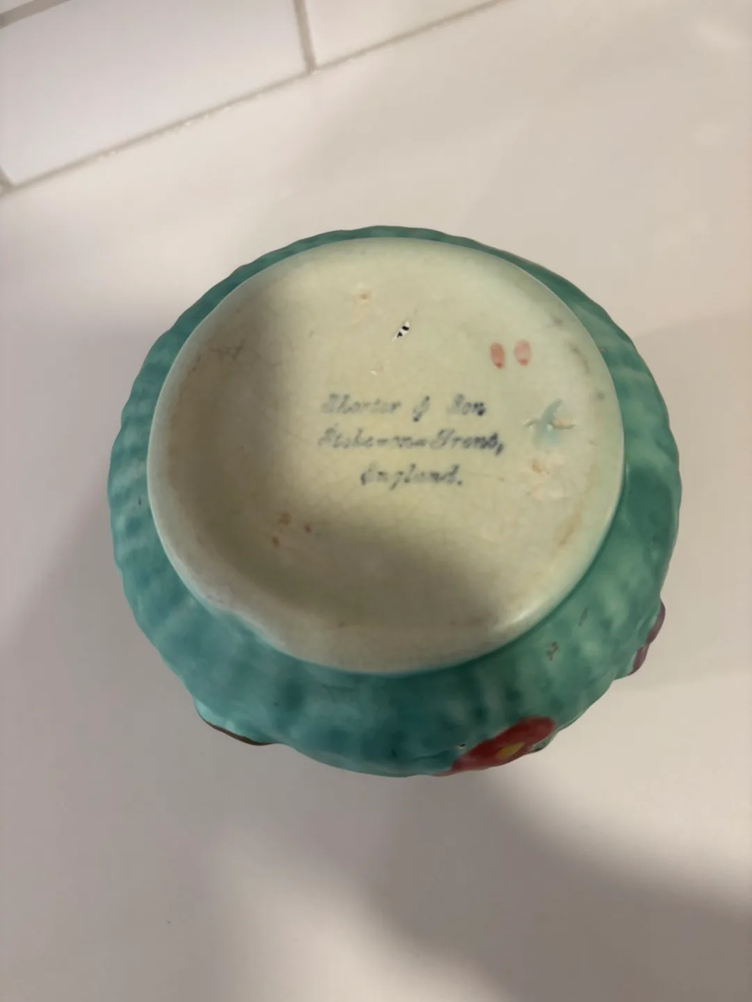 Vintage Shorter & Son Pottery Pitcher For Sale image indicator(7)