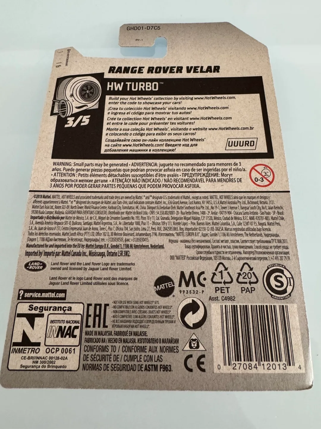 HOT WHEELS RANGE ROVER VELAR BLACK DIECAST image indicator(2)