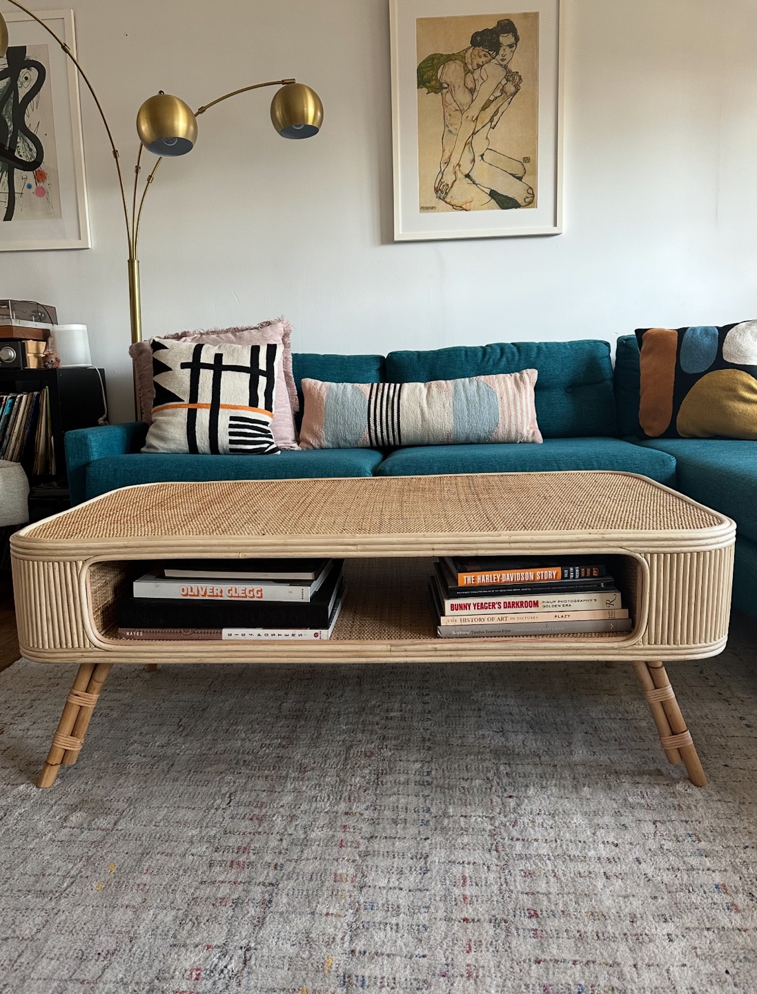 Mid Century Modern Rattan Coffee Table