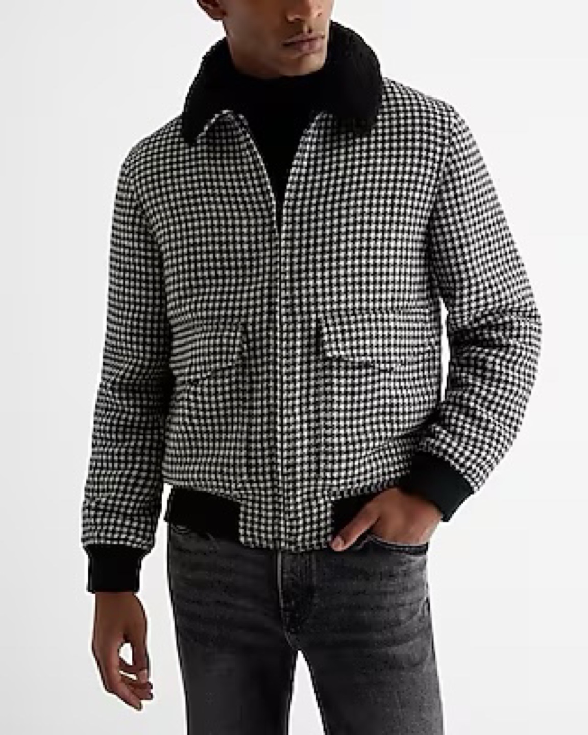 Men's Express Houndstooth Bomber Jacket