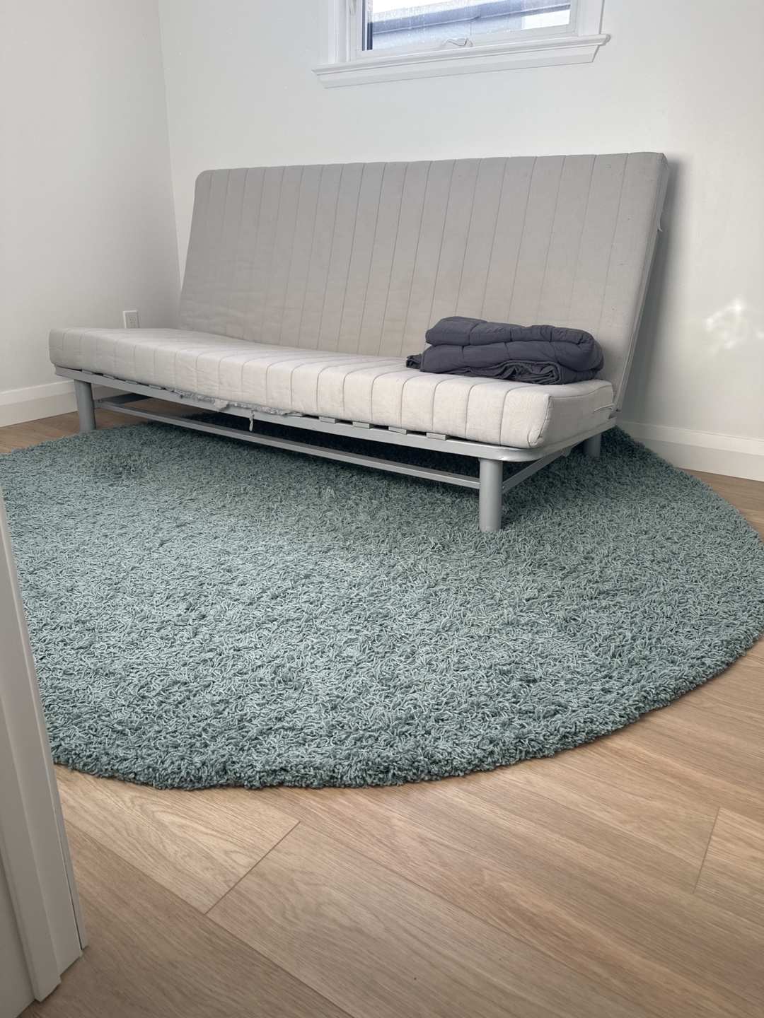 Circular Teal Shaggy Rug