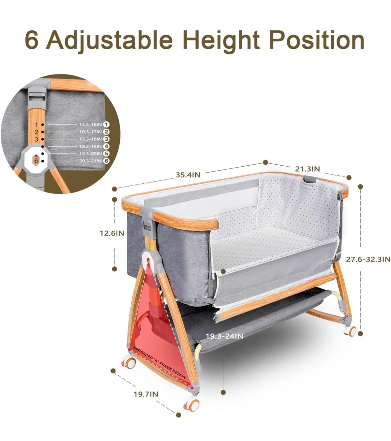 Baby Bassinet with Adjustable Height and Mosquito Net image indicator(5)