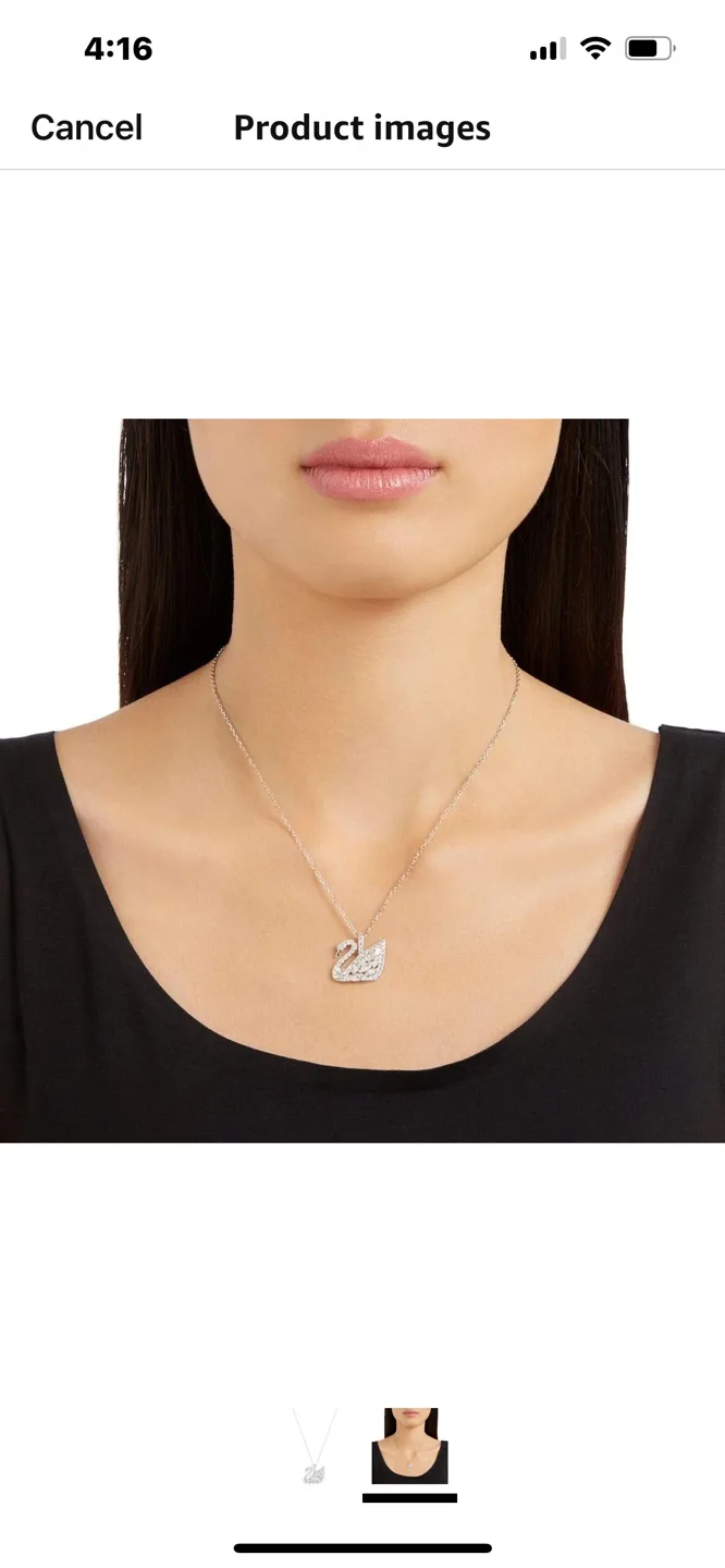 Swarovski Swan Pendant Necklace- White image indicator(2)