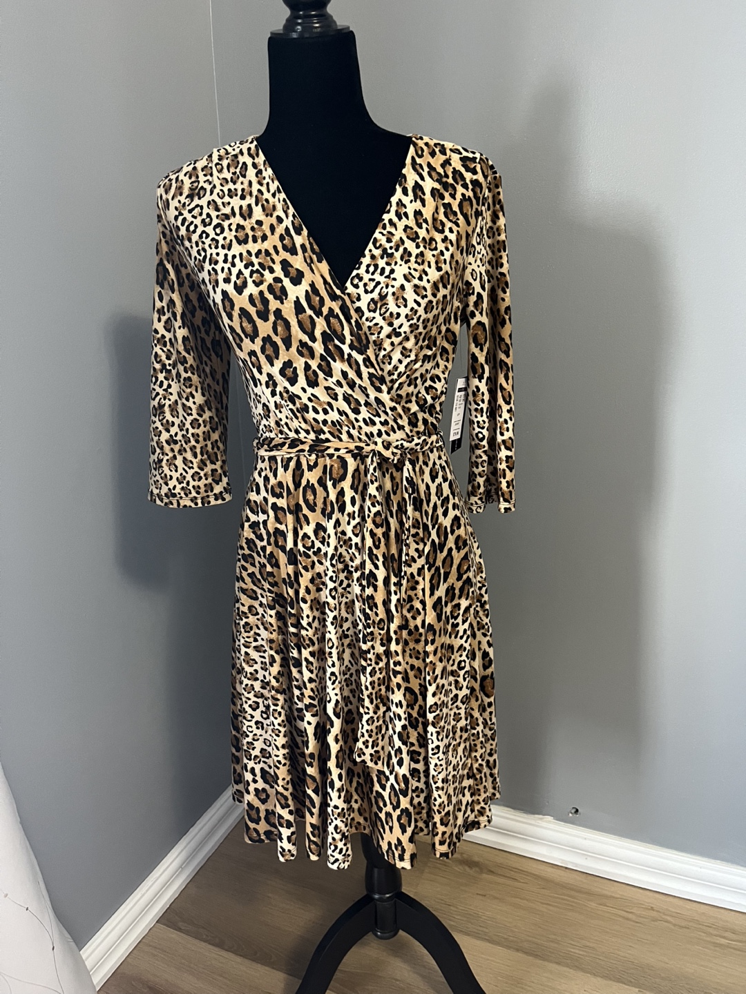 INC International Concepts Leopard Print Wrap Dress Size Small
