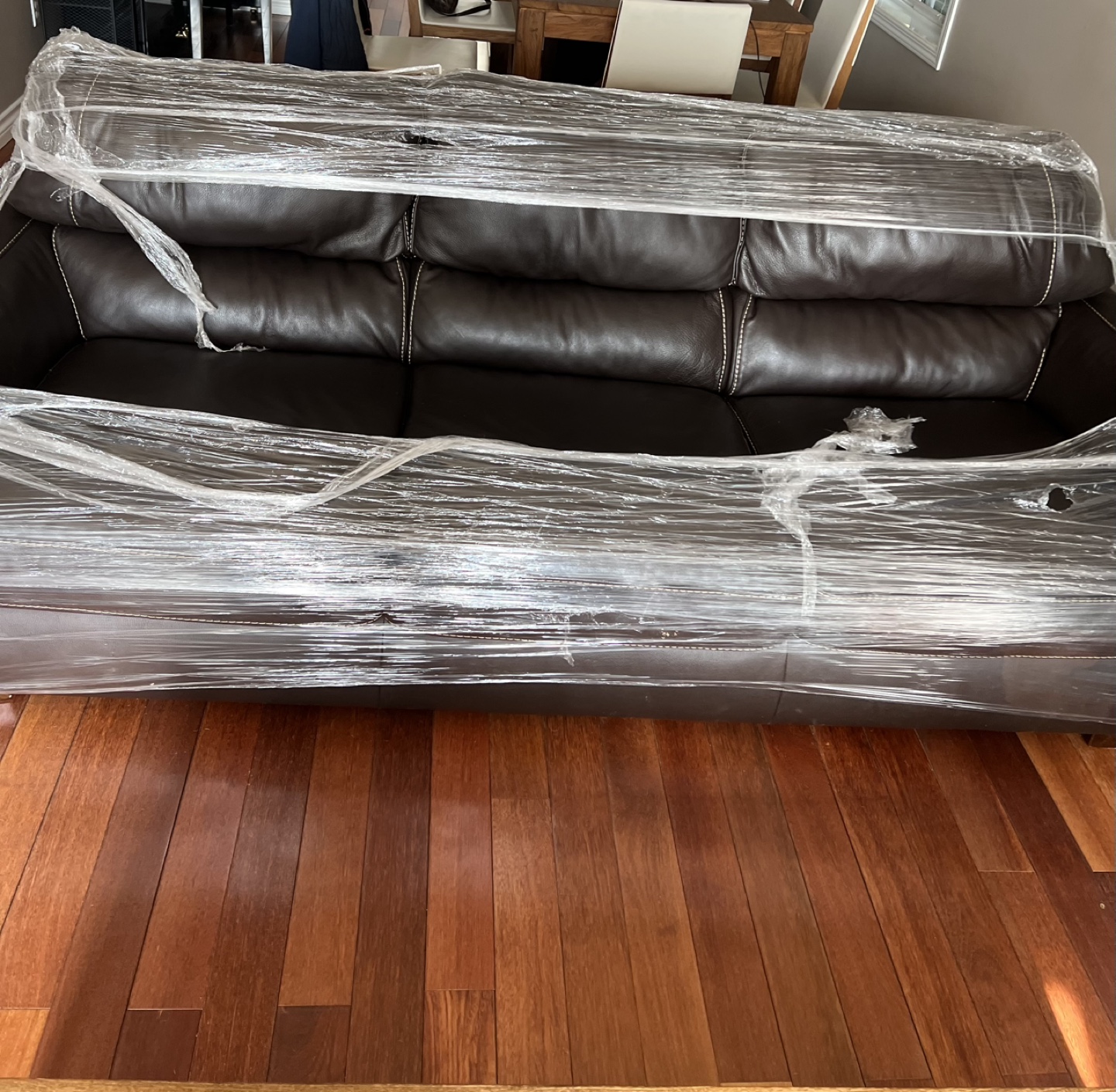 Nature Editions Brown Leather Sofa and Armchair Set