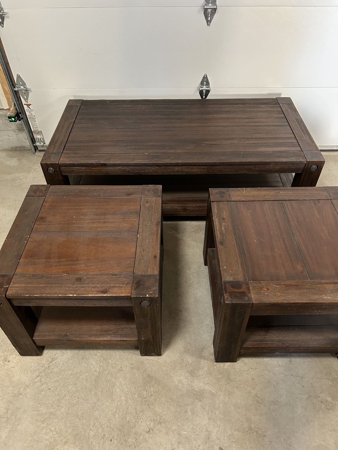 Three-piece wood coffee table set