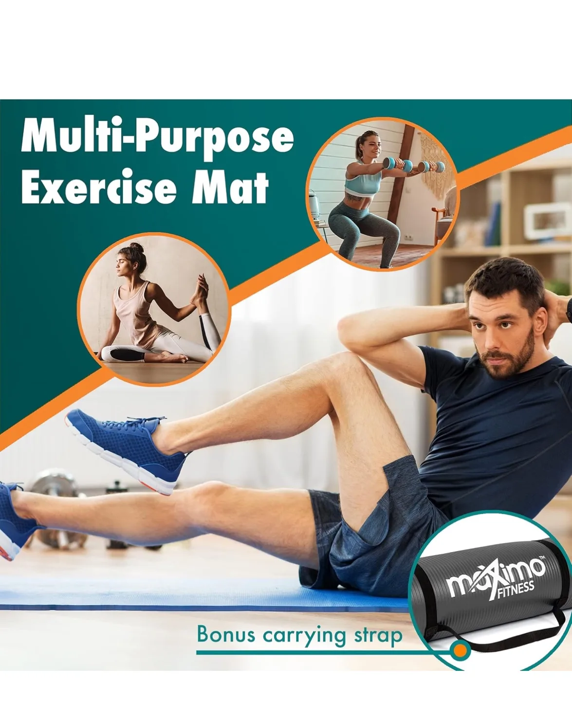 New Maximo Fitness Exercise Mat - 12mm Thick, Extra Cushion image indicator(3)