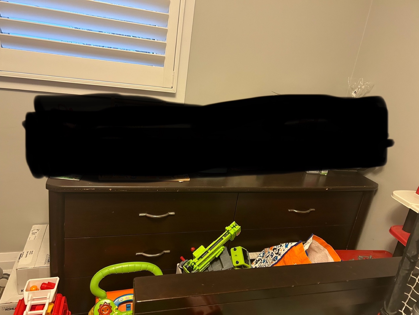 Dark Brown Wooden Nightstand and Dresser Set