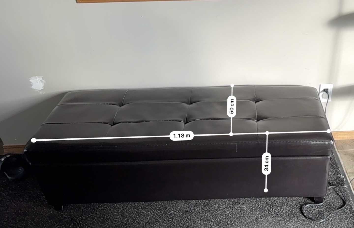 Black Faux Leather Storage Ottoman Bench - photo 5