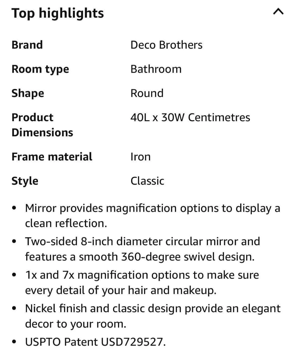 8-inch Two-Sided Swivel Mirror with 7X Magnification image indicator(4)