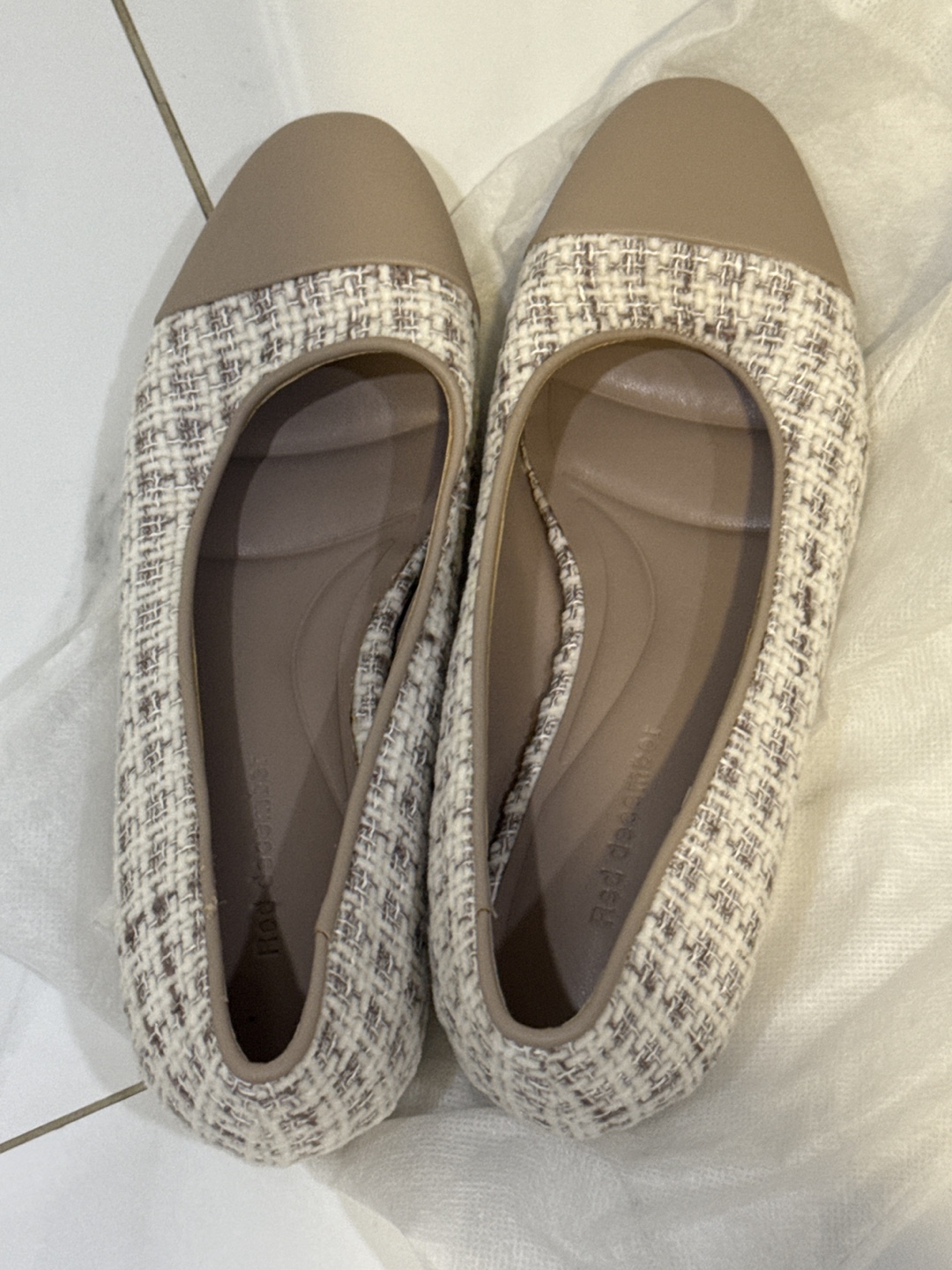 Ecco Women's Beige Tweed Flats