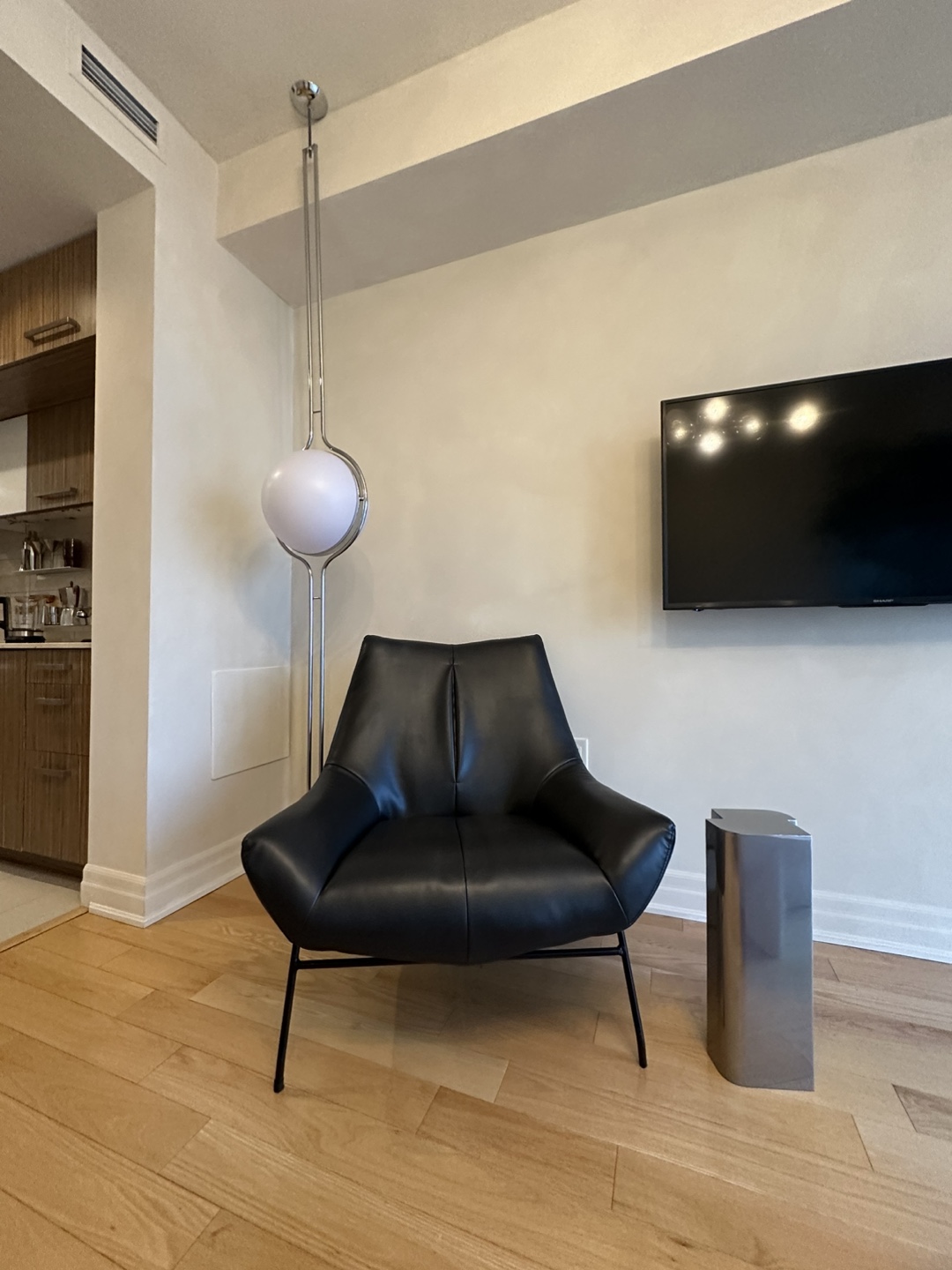 Black Leather Accent Chair (real leather)