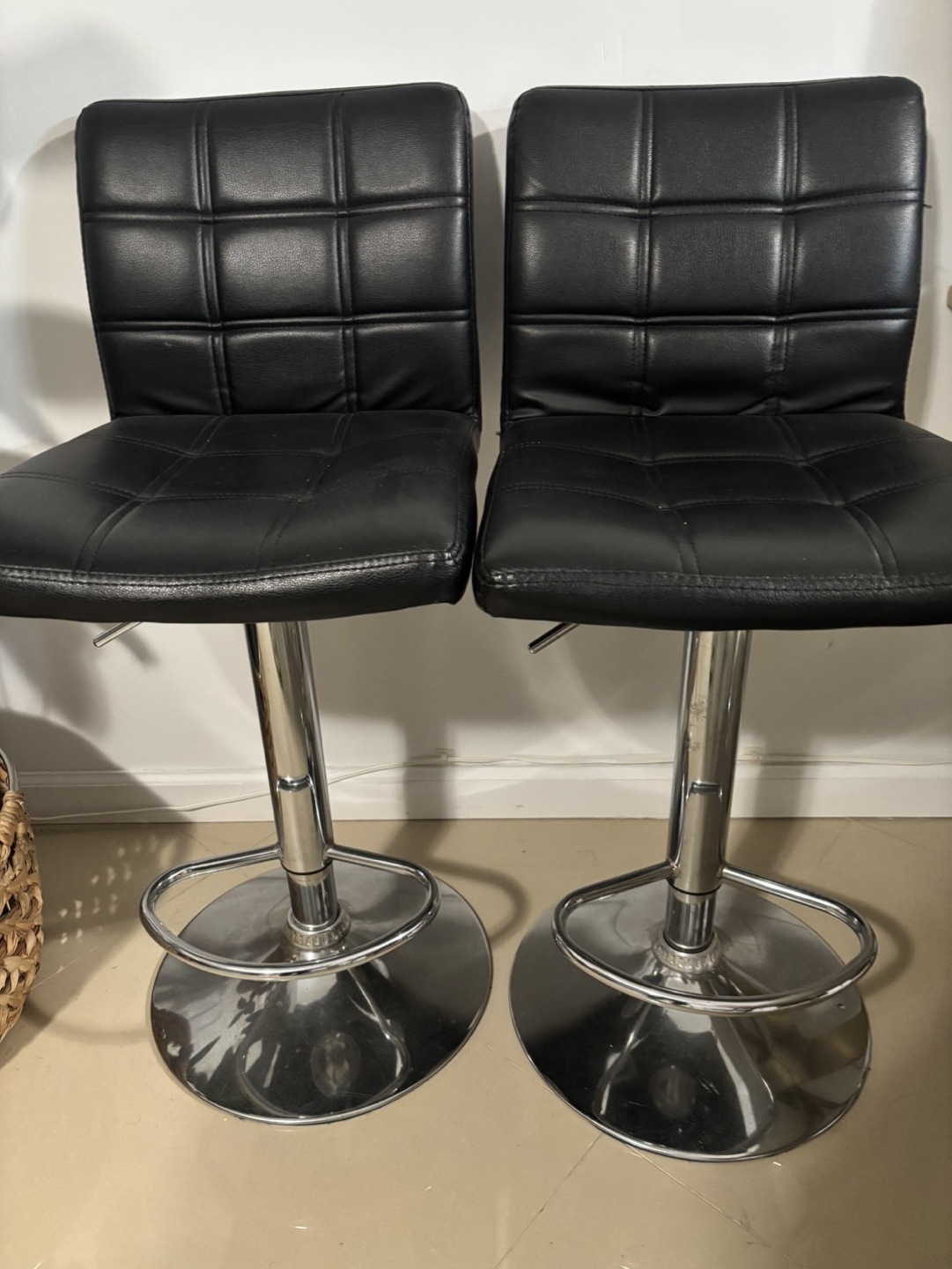 Black Leather Bar Stools - photo 2