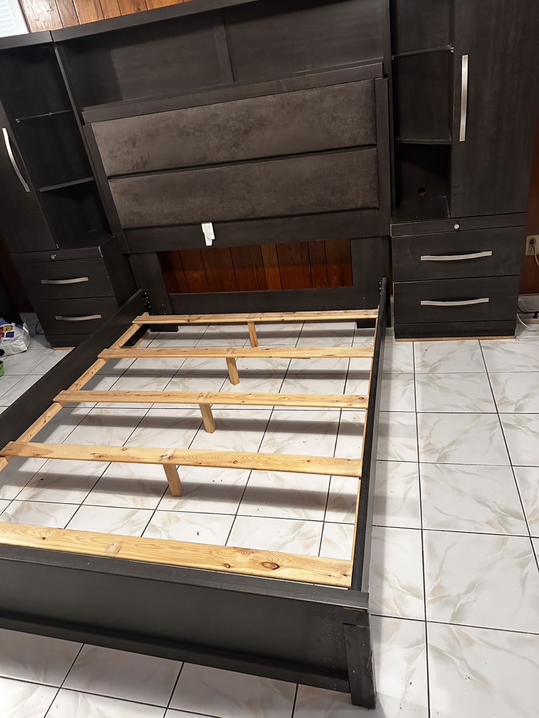 Queen Bed Frame with Headboard and Built-in Storage - photo 2