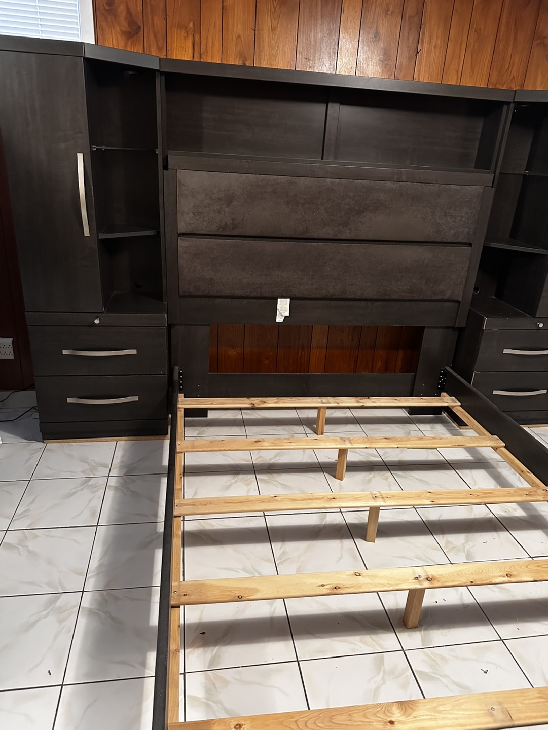 Queen Bed Frame with Headboard and Built-in Storage