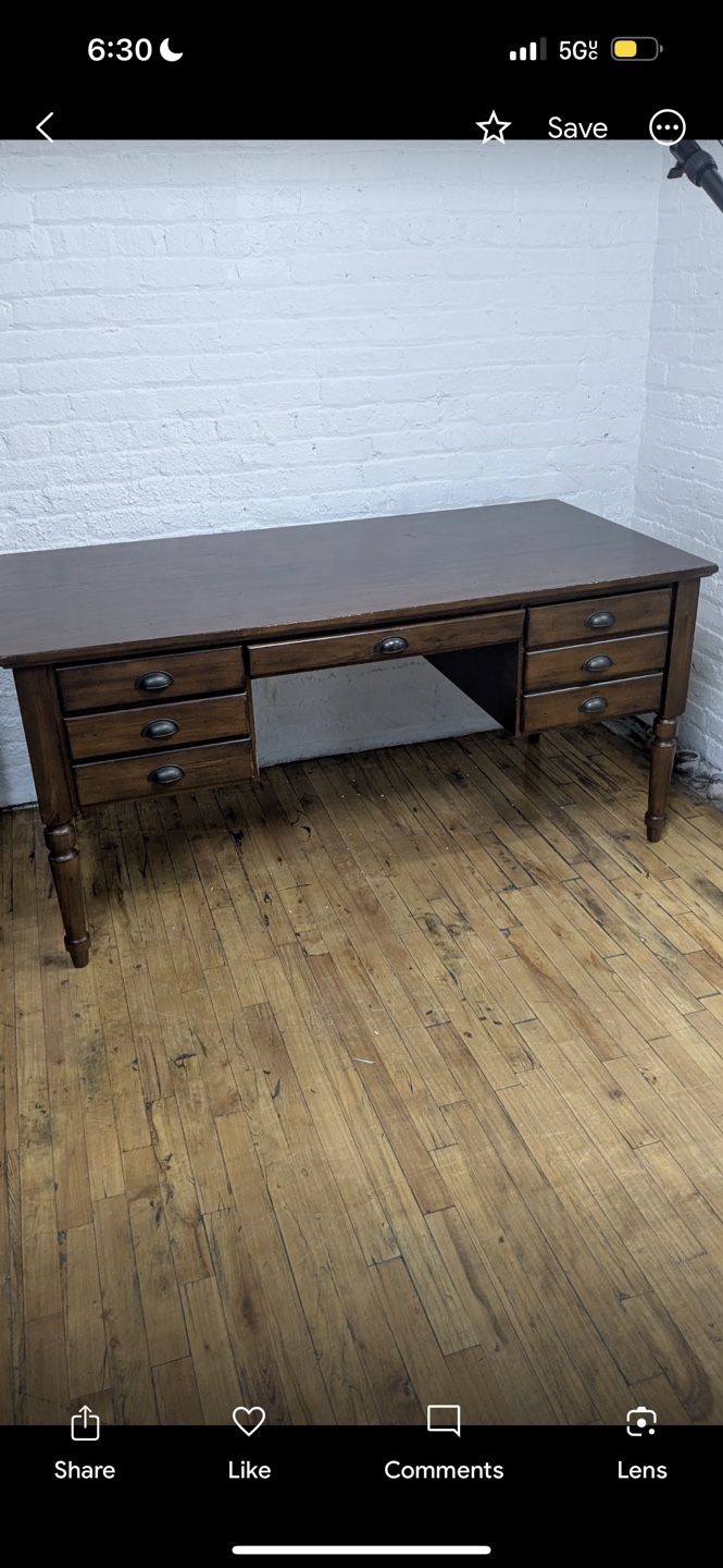 Pottery Barn Printer's Keyhole Executive Desk (64")