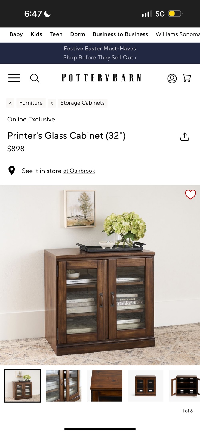 Pottery Barn Printer's Glass Cabinet (32") - photo 3