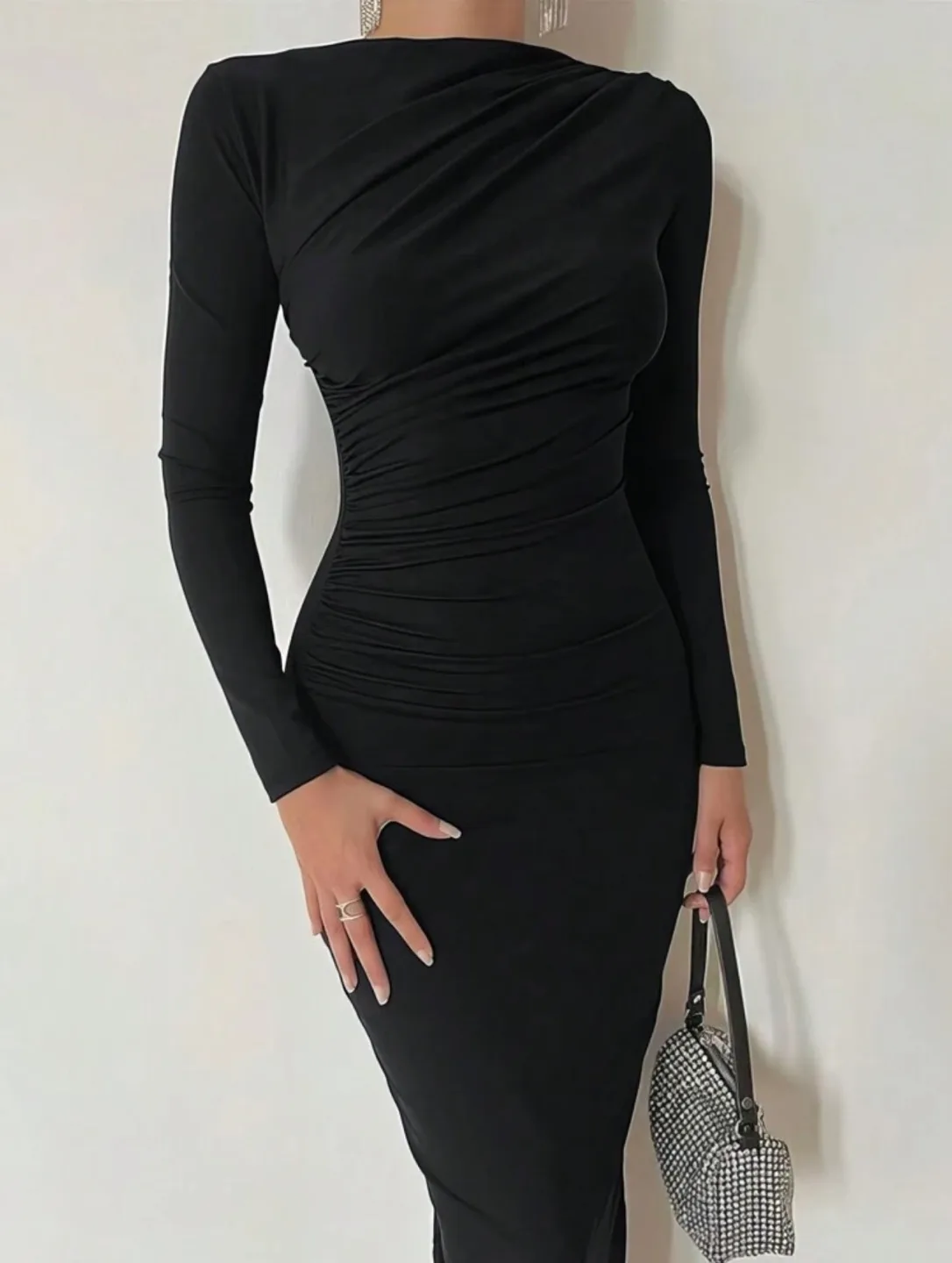 Black Long Sleeve Women’s Dress image indicator(3)