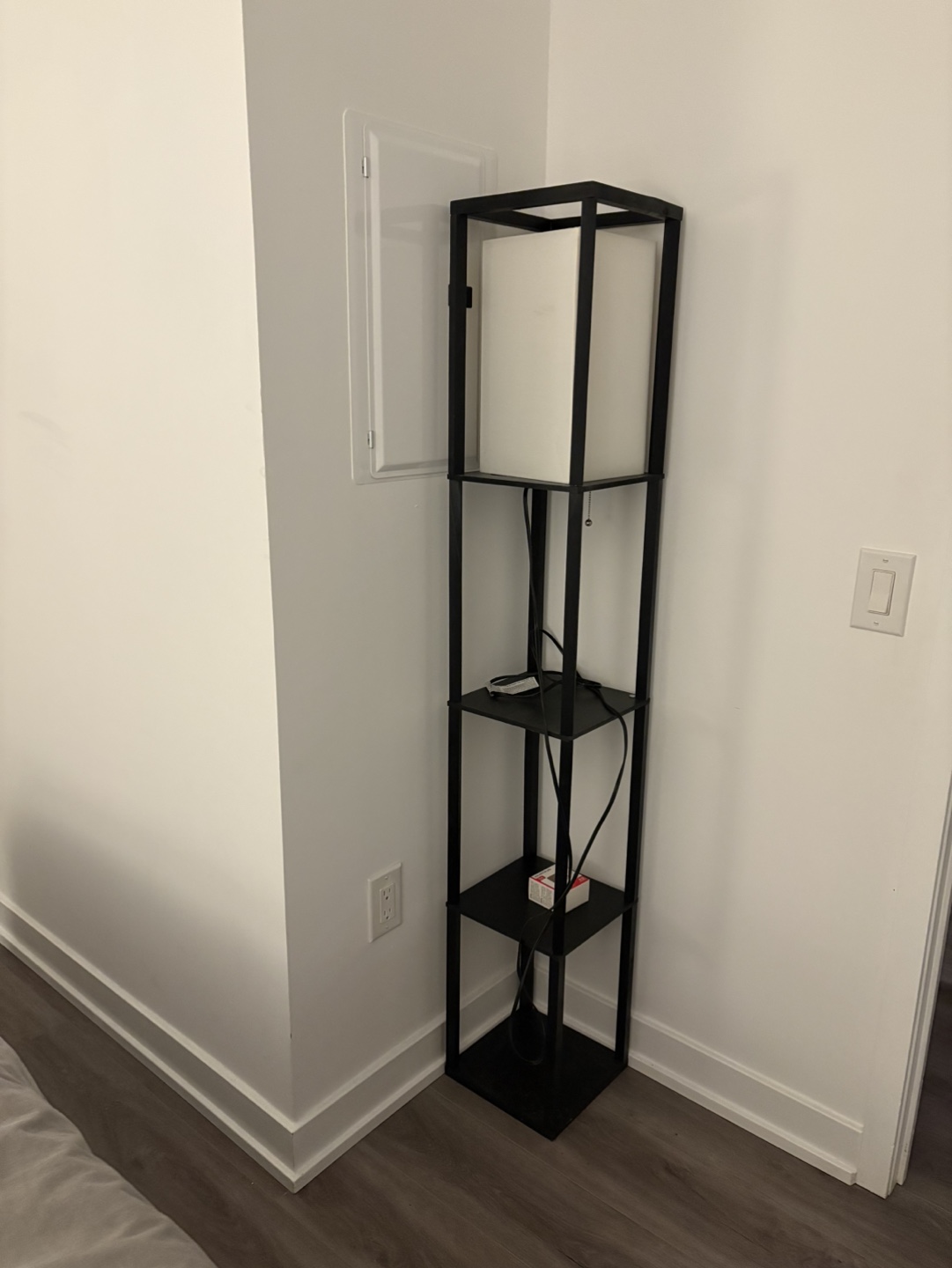 Modern Black Floor Lamp with Shelves - photo 2