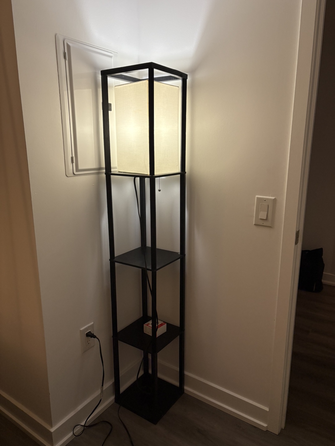 Modern Black Floor Lamp with Shelves