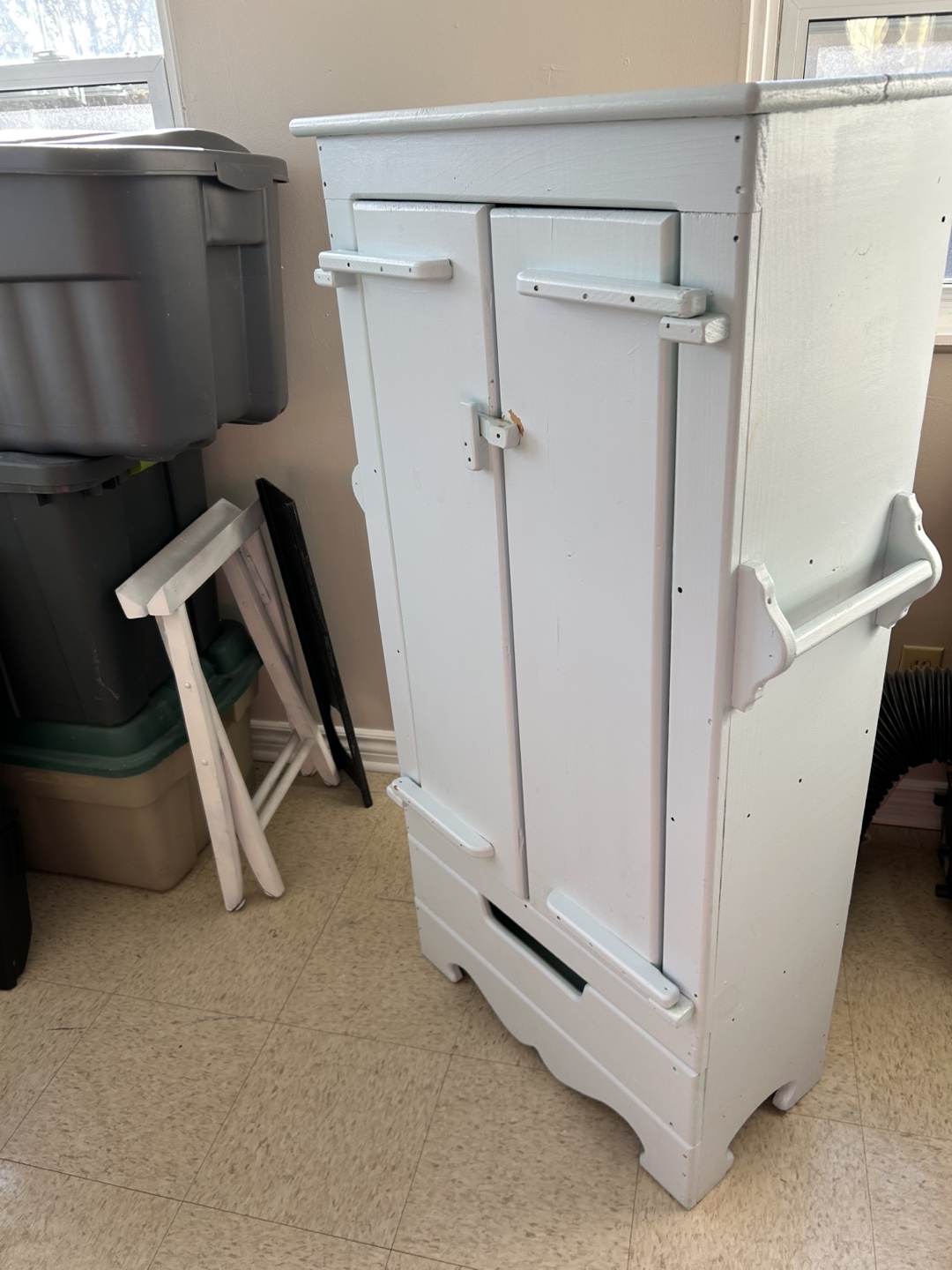 Pair of Vintage Light Blue Painted Wooden Cabinets