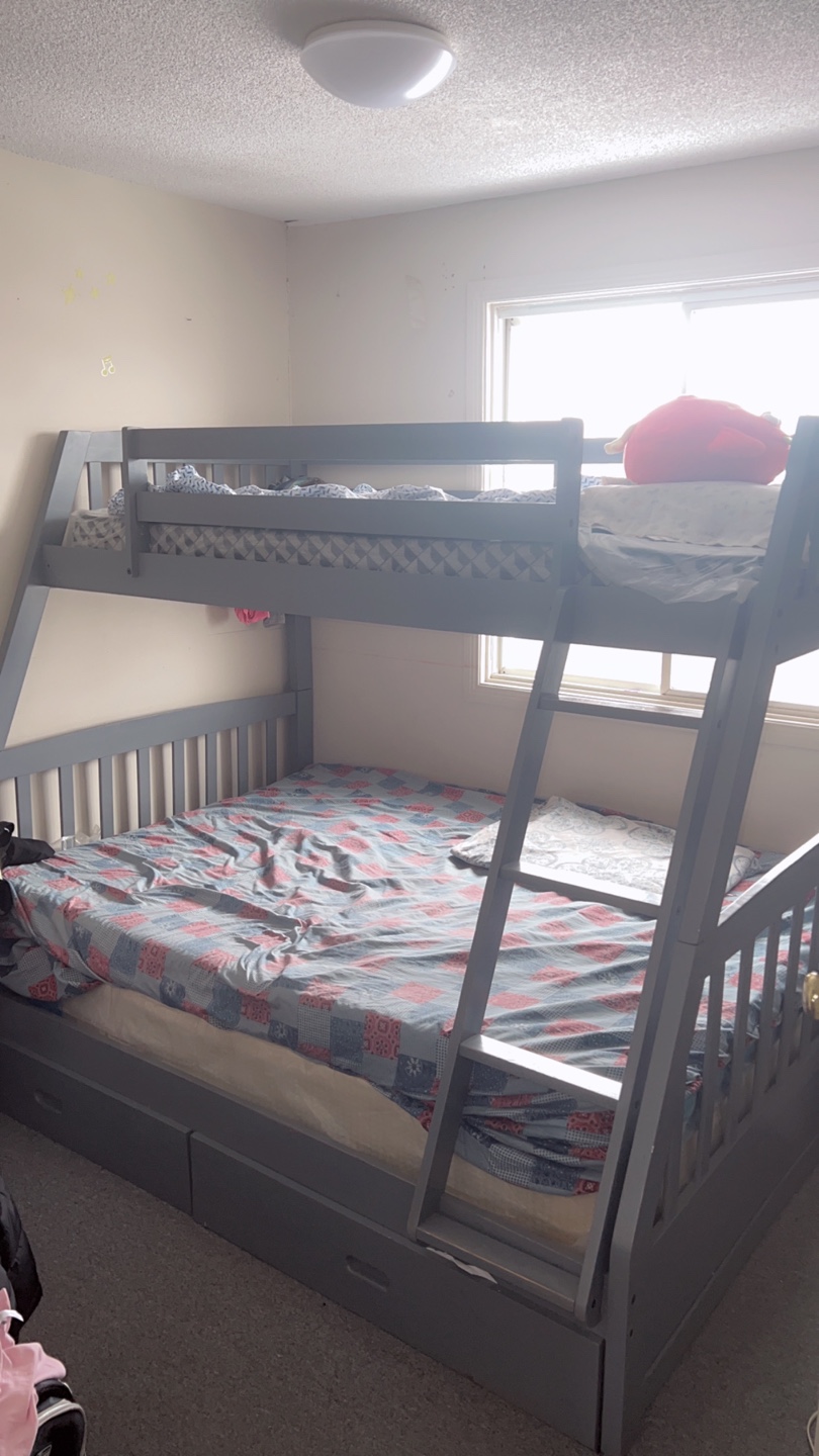 Grey Full-Over-Full Bunk Bed with Drawers - photo 2