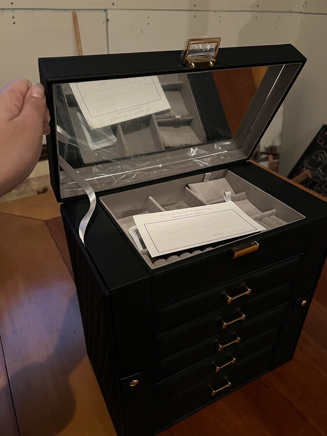Jewelry Box with Drawers and Mirror