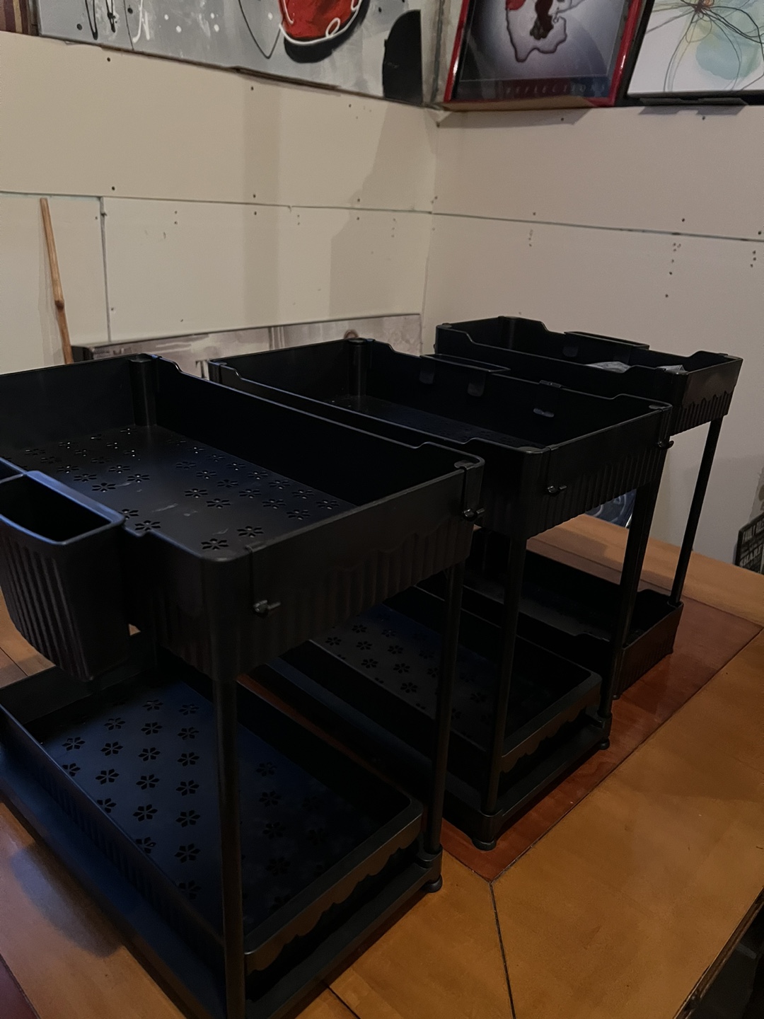 Three Black Two-Tier Storage Organizers - photo 2
