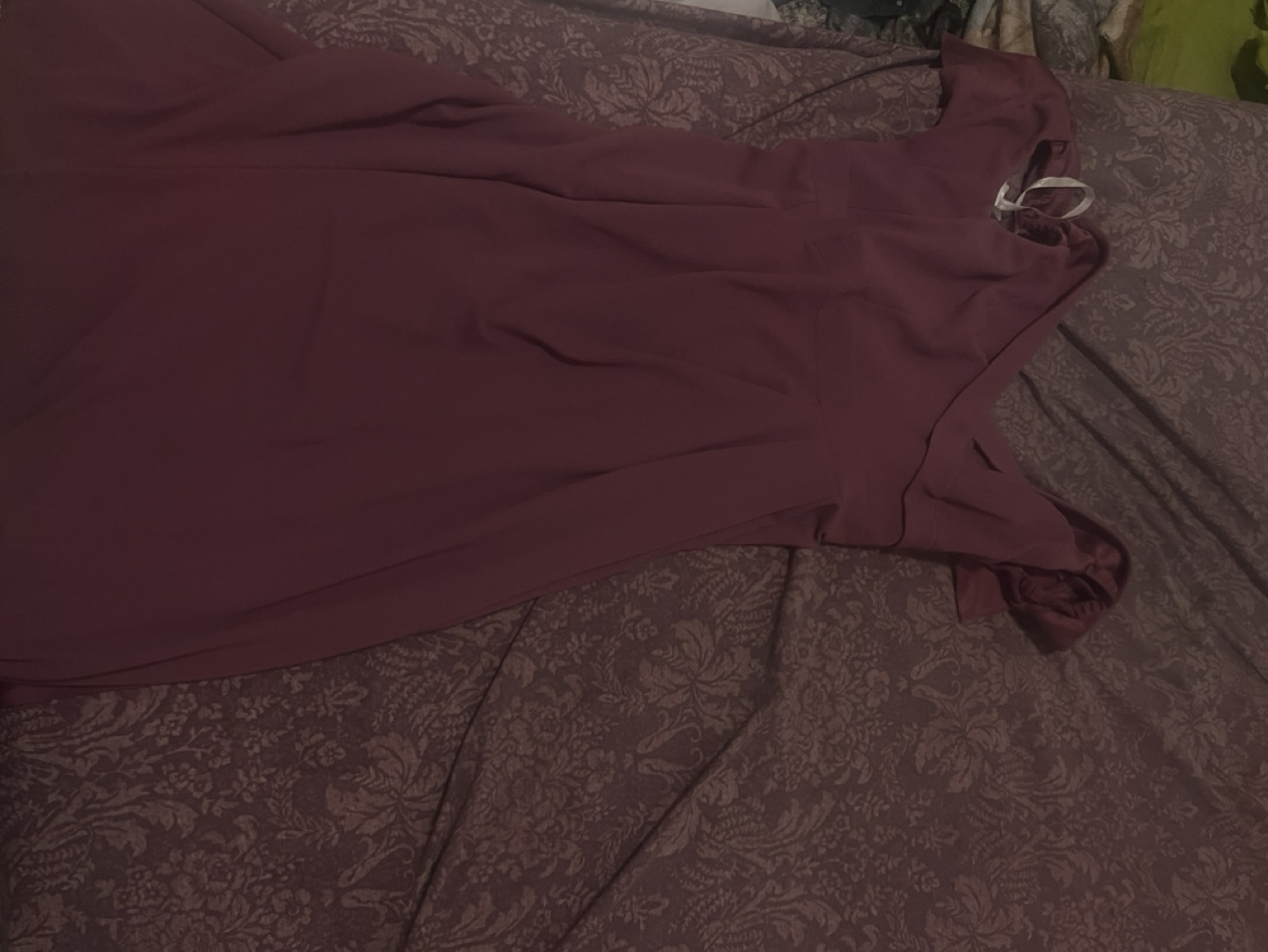 David's Bridal Burgundy Bridesmaid Dress