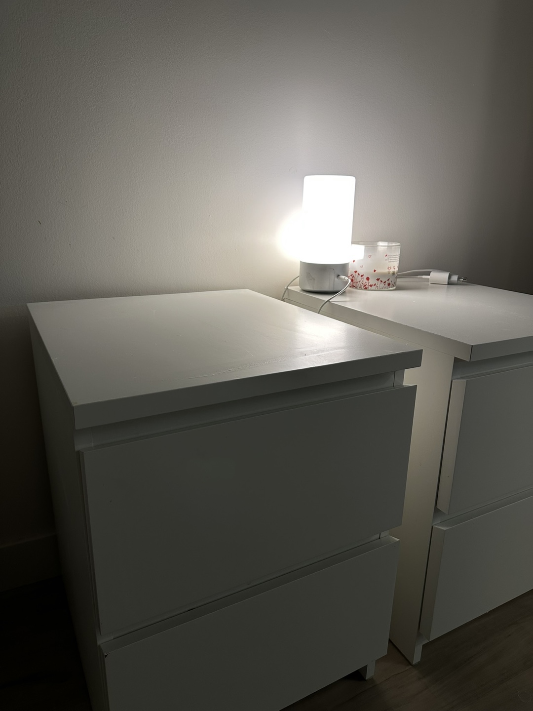 Pair of White IKEA MALM Two-Drawer Bedside Tables - photo 3