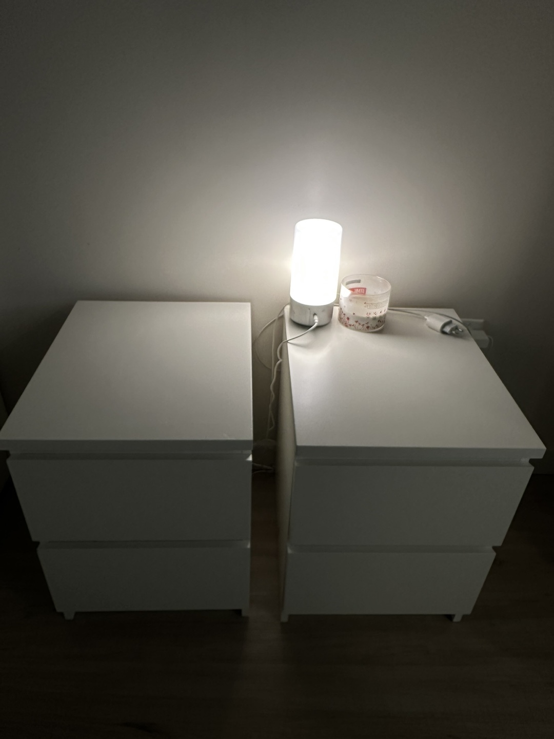 Pair of White IKEA MALM Two-Drawer Bedside Tables - photo 2
