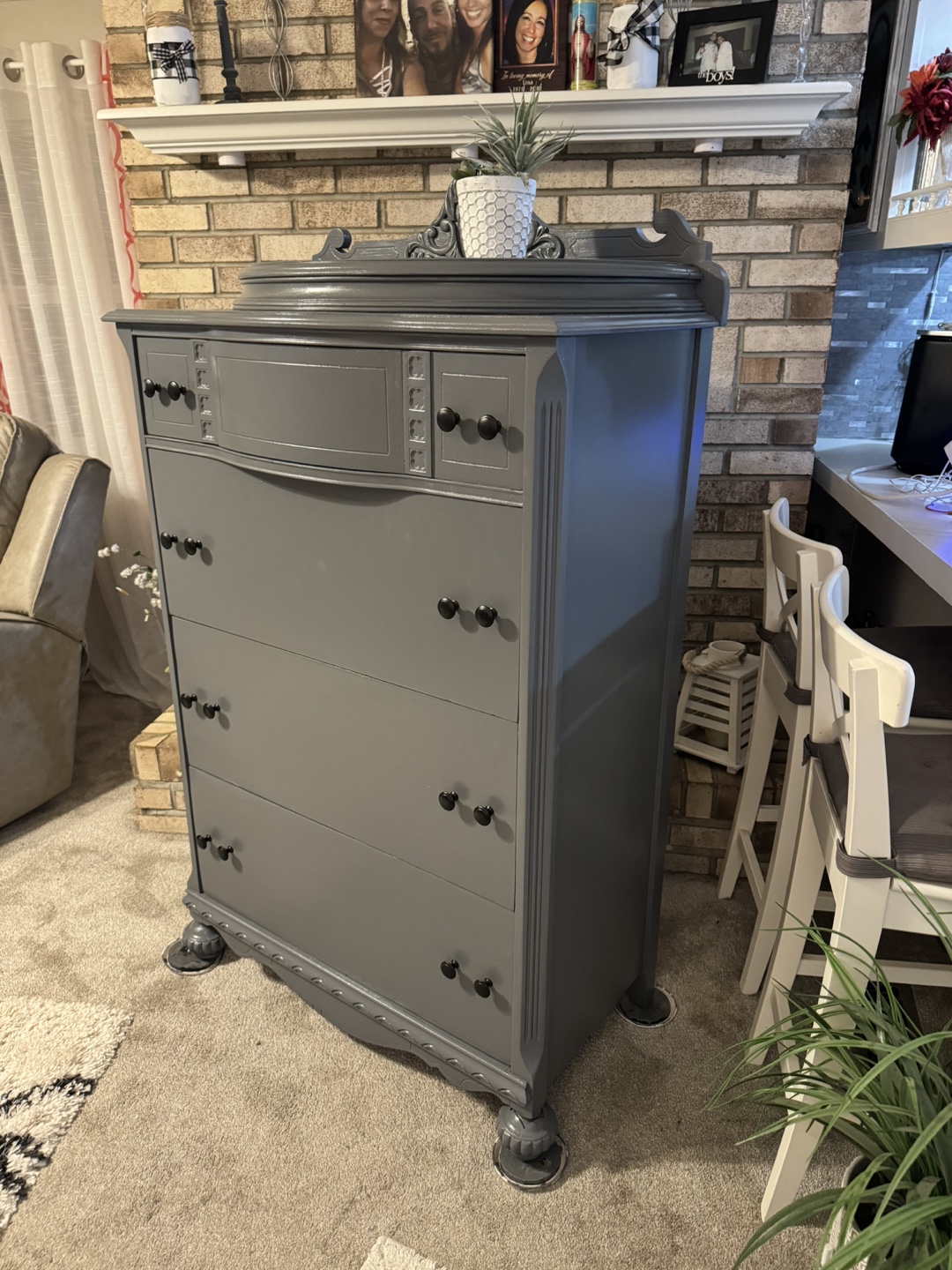 Vintage Gray Refinished Chest of Drawers