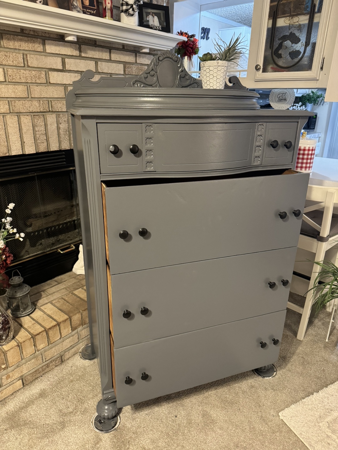 Vintage Gray Refinished Chest of Drawers - photo 2