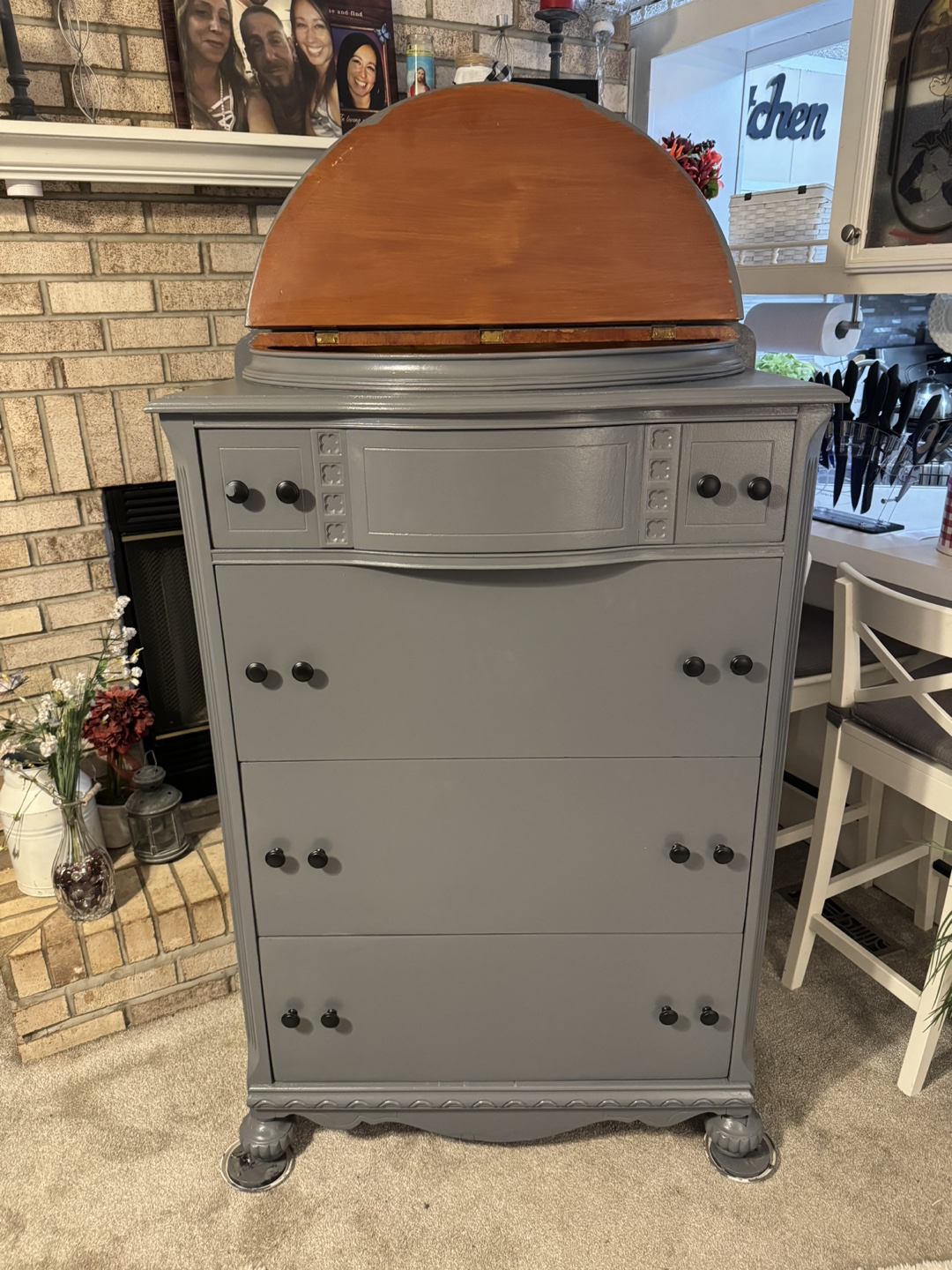 Vintage Gray Refinished Chest of Drawers - photo 4