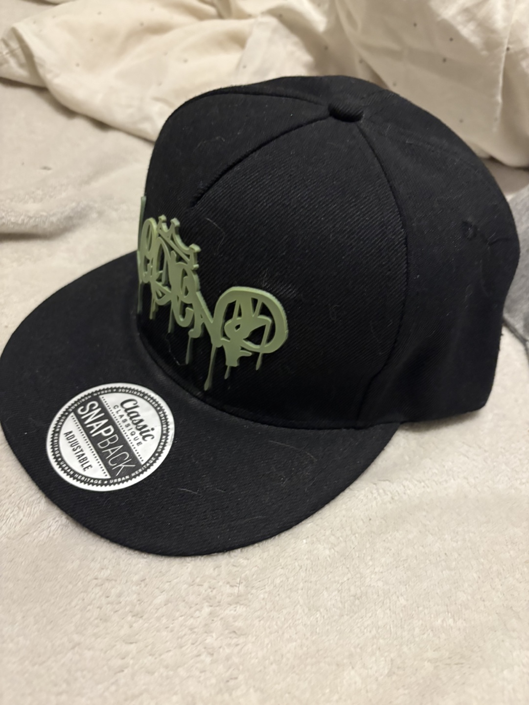Black Snapback Hat with Green Logo - photo 2