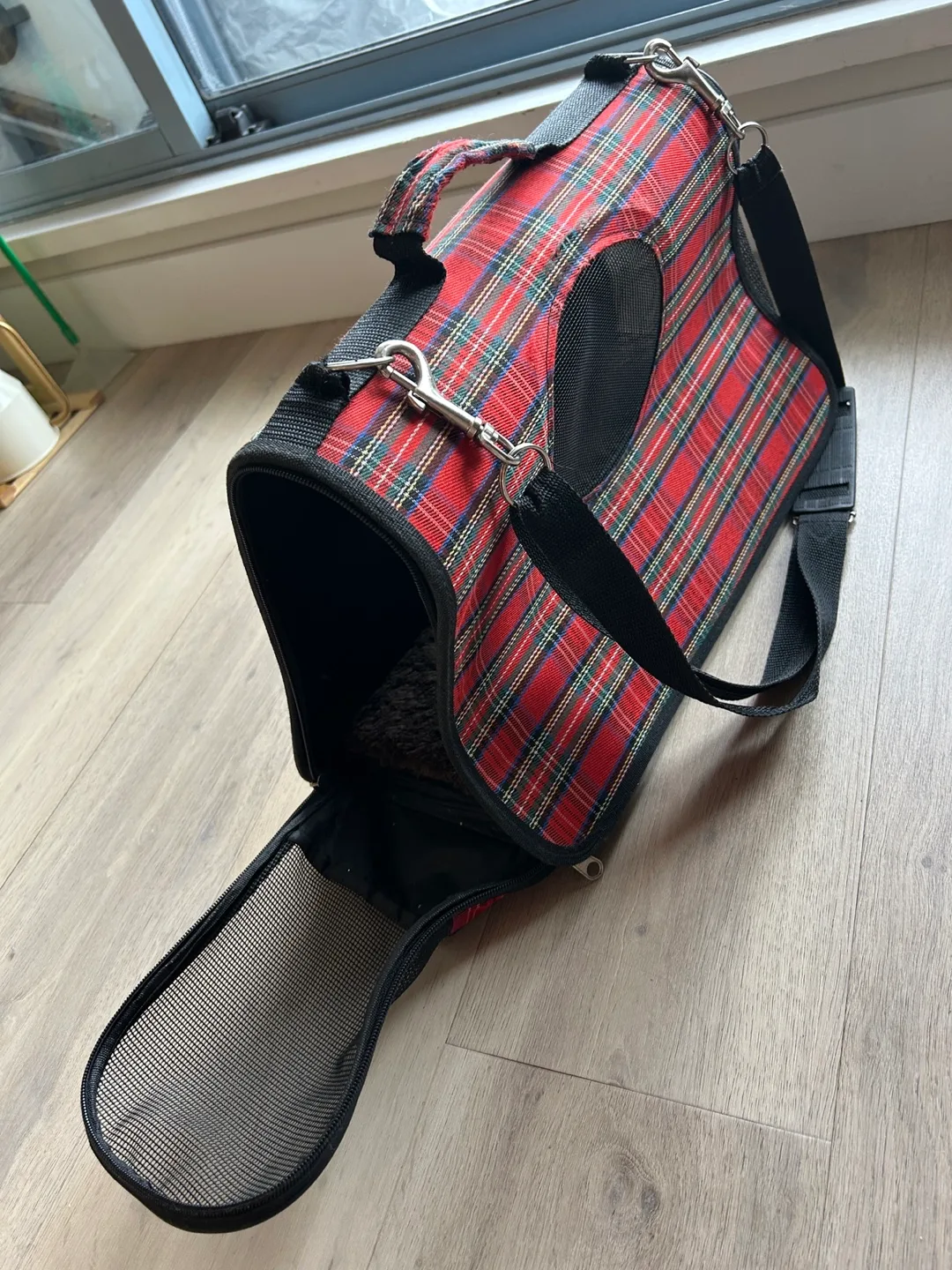 Red Tartan Plaid Pet Dog Cat Carrier image indicator(2)
