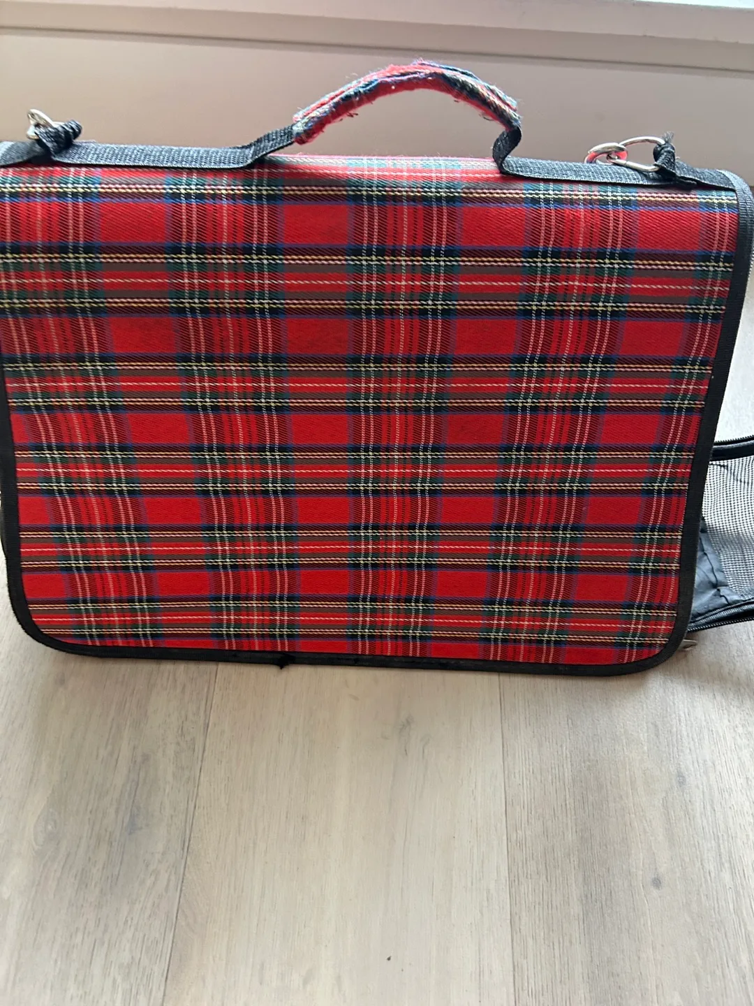 Red Tartan Plaid Pet Dog Cat Carrier image indicator(4)