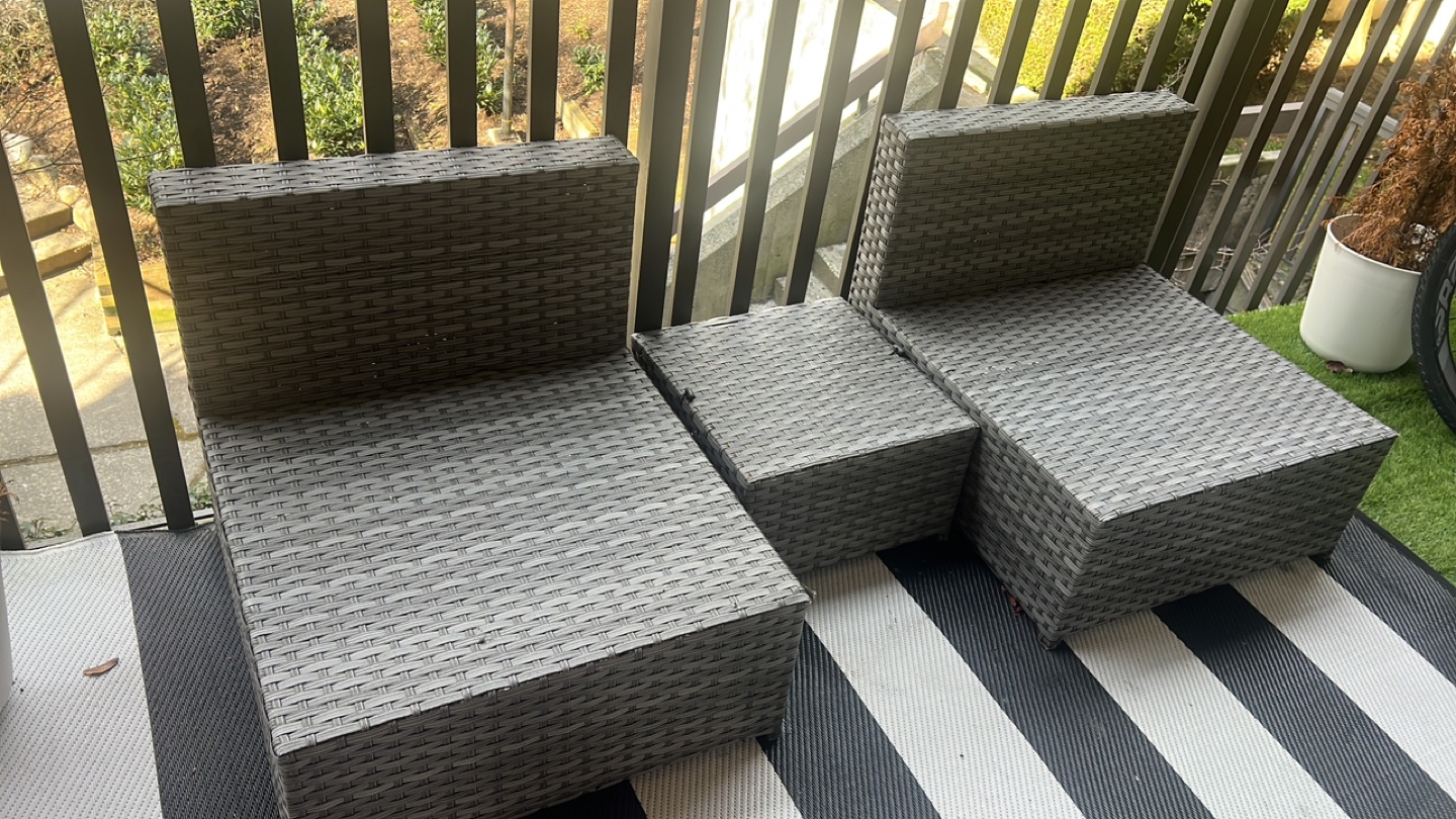 Grey Wicker Outdoor Patio Conversation Set