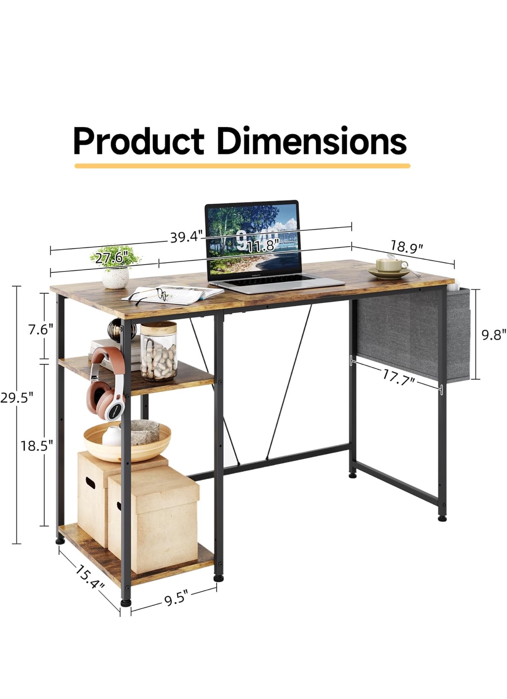 39” desk with storage shelves - photo 3